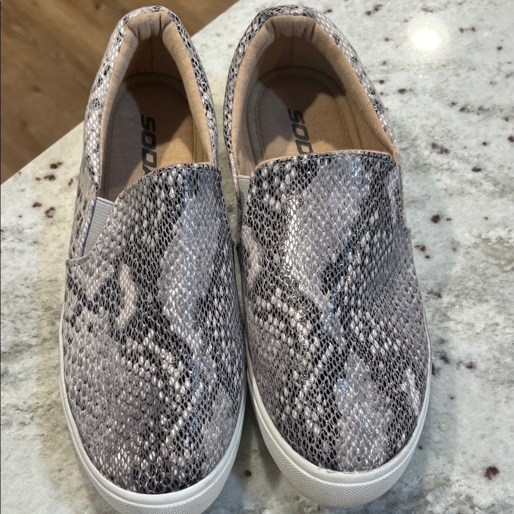 Soda Gray Snakeskin Slip-On Shoes